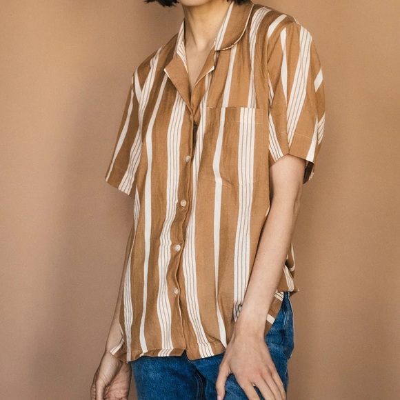 Lekha Striped Cotton Unisex Camp Shirt - Picture 3 of 6